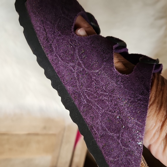 Papillio made By Birkenstock Purple Sparkle Suede Buckle Sandals - Picture 8 of 14